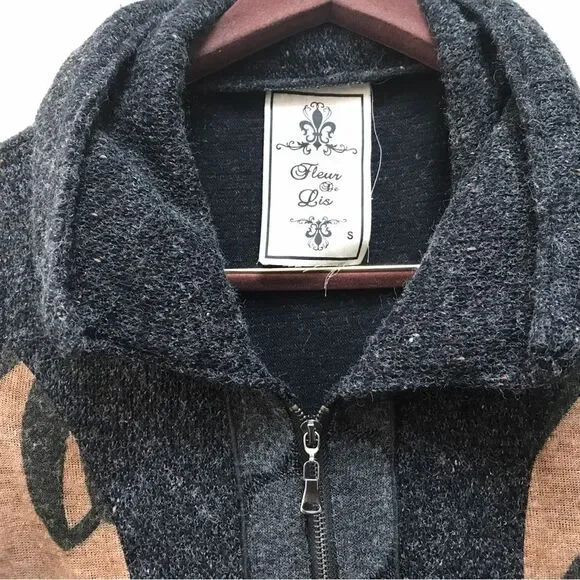 Fleur de Lis Brown Ruffle Pocket Cardigan (S) - Picture 3 of 10